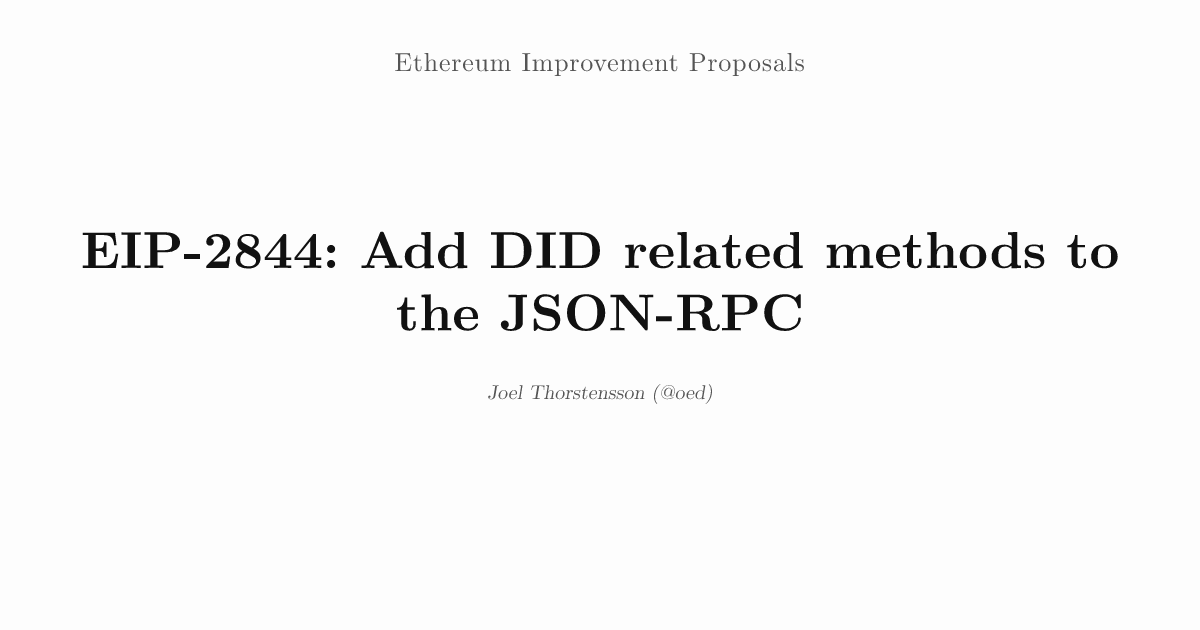 EIP-2844: Add DID related methods to the JSON-RPC